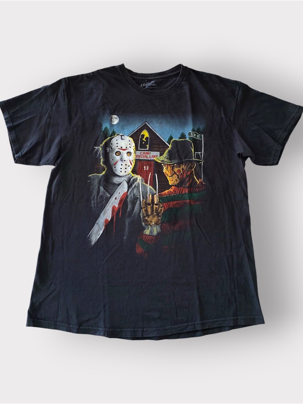 A Nightmare On Elm Street Freddy & Jason Camp Crystal Lake T Shirt | Size XL